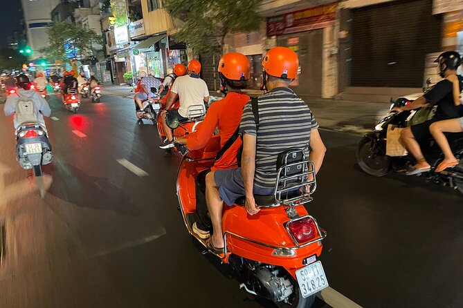 Saigon Vespa By Night Street Food With Female Riders Ao Dai - Ao Dai riders and safety on the scooter back
